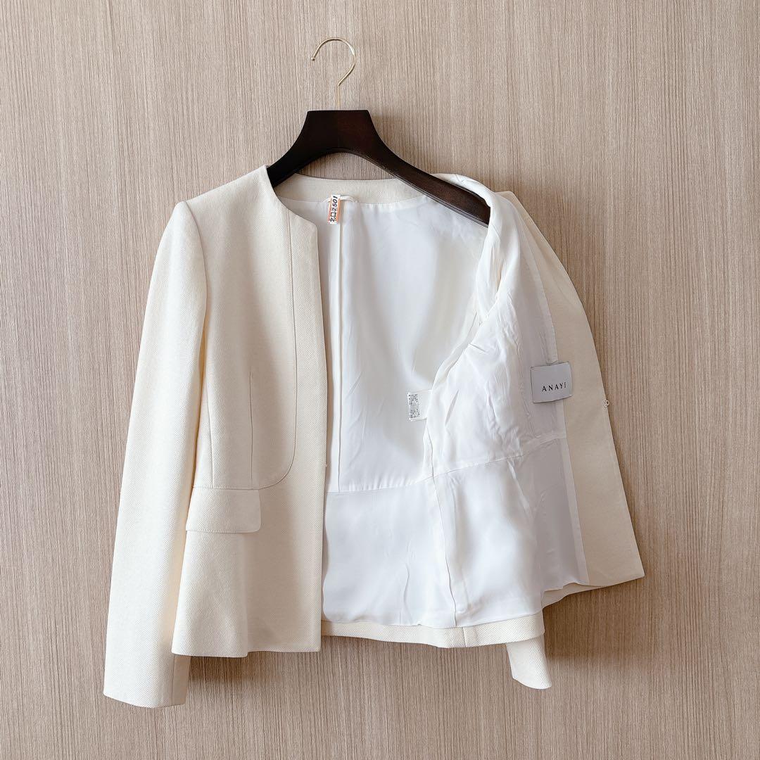 【1301】アナイ　ウールカルゼクルー　ジャケット　クリーム　38