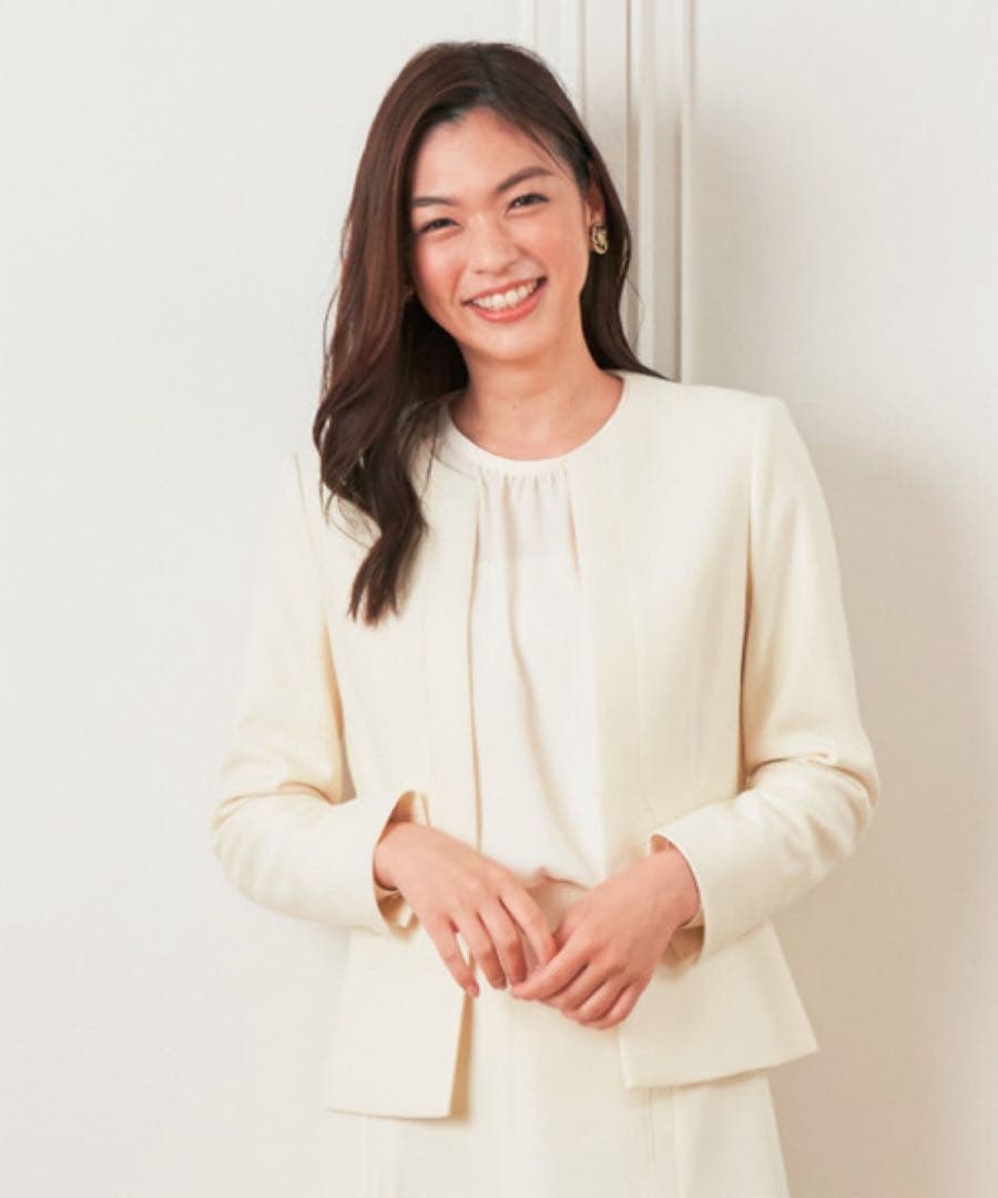 【1301】アナイ　ウールカルゼクルー　ジャケット　クリーム　38