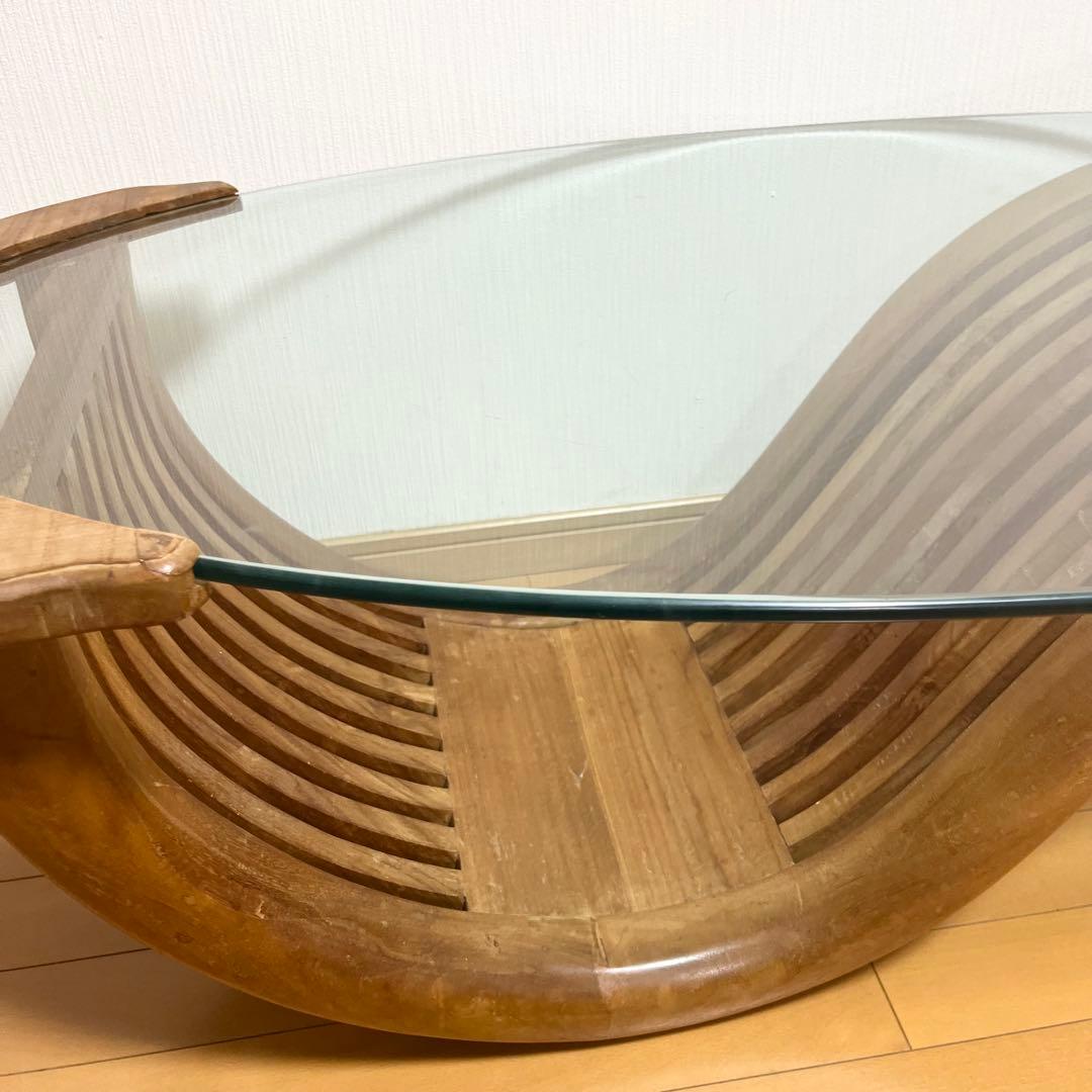 THE CONRAN SHOP ガラスローテーブル ヴィンテージ 木製フレーム