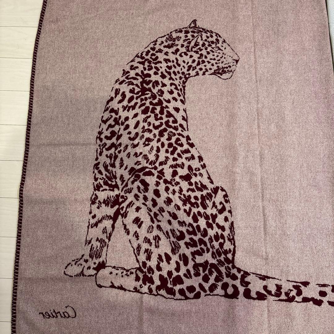 ■新品同様■ Cartier ヒョウ 豹 ブランケット ひざ掛け ボルドー系