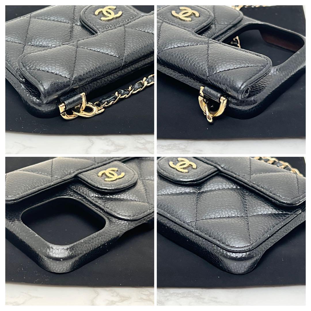 シャネル マトラッセ キャビアスキン iPhone15Proケース カードケース