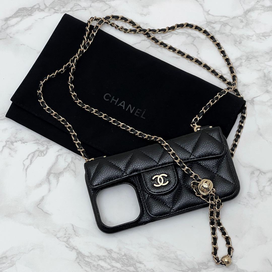 シャネル マトラッセ キャビアスキン iPhone15Proケース カードケース