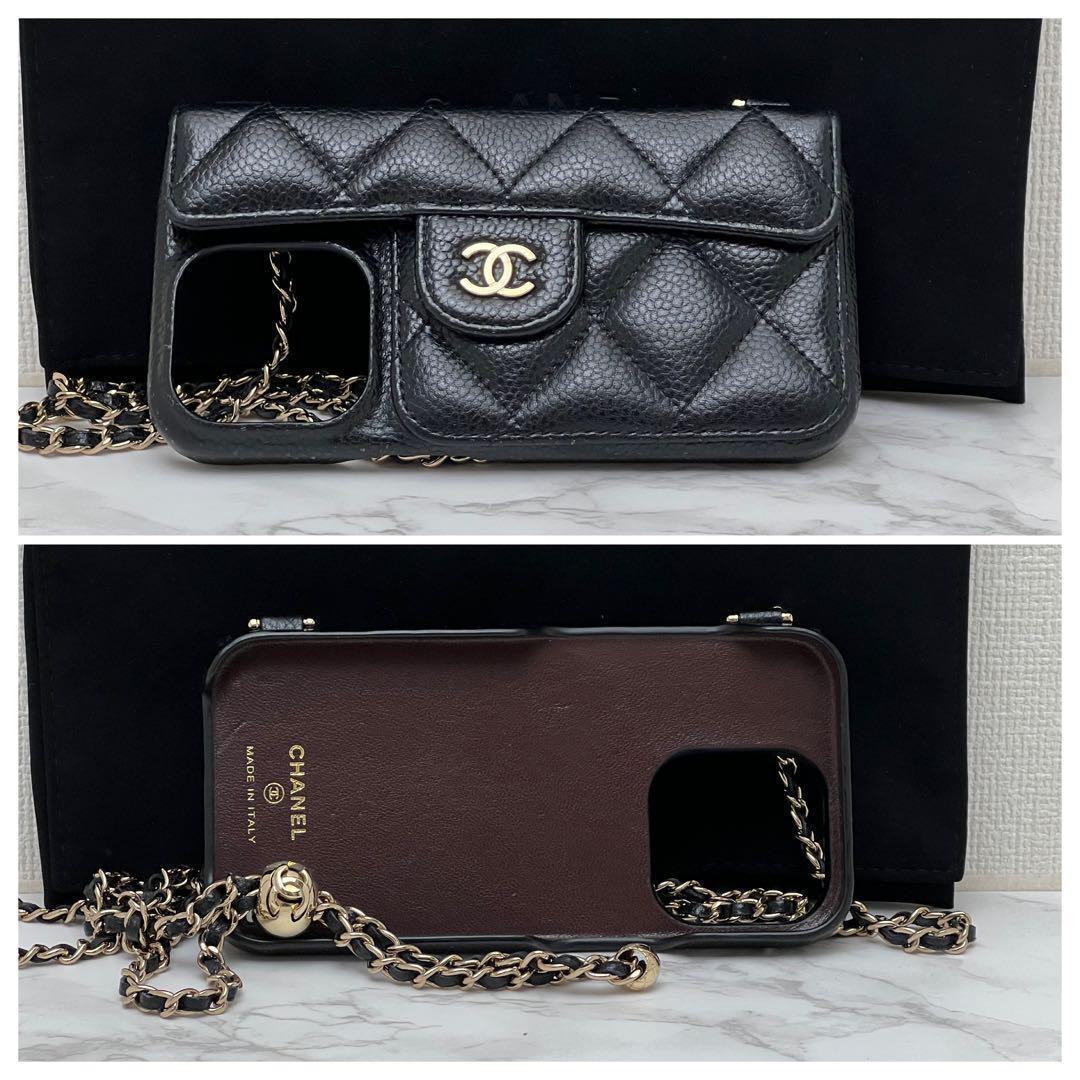 シャネル マトラッセ キャビアスキン iPhone15Proケース カードケース