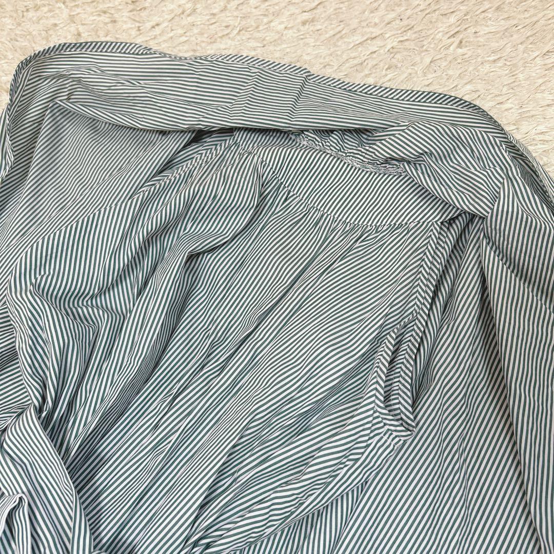 極美品　support surface ストライプ　ドレープワンピース　グリーン