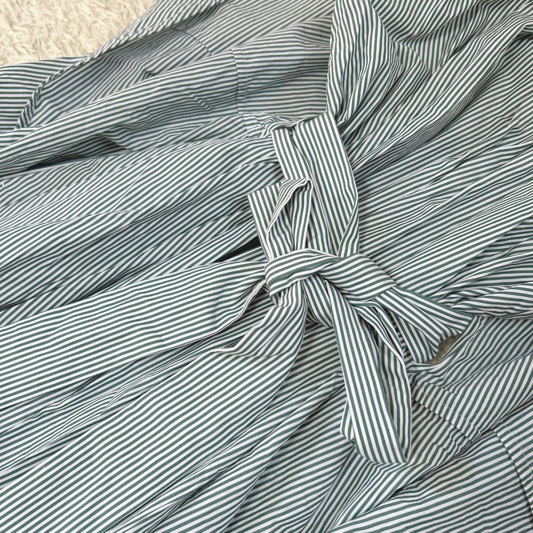 極美品　support surface ストライプ　ドレープワンピース　グリーン