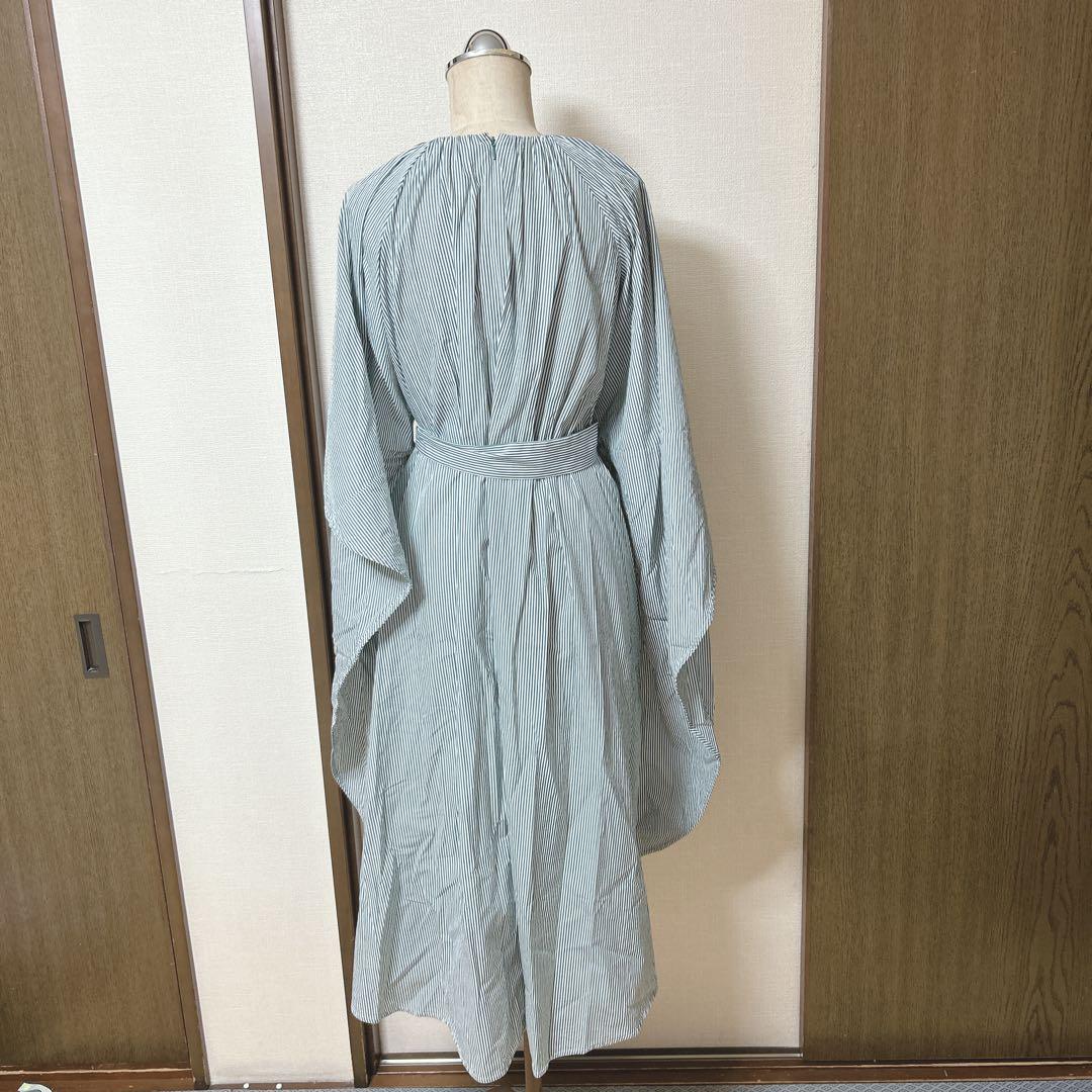 極美品　support surface ストライプ　ドレープワンピース　グリーン