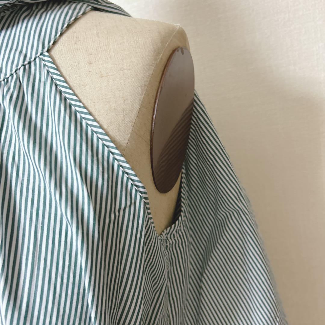 極美品　support surface ストライプ　ドレープワンピース　グリーン