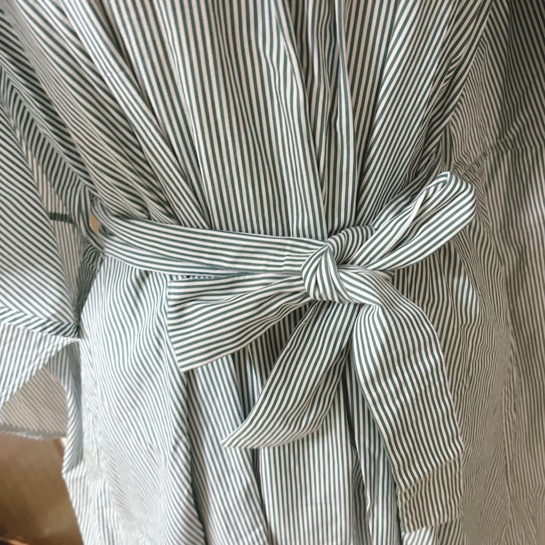 極美品　support surface ストライプ　ドレープワンピース　グリーン