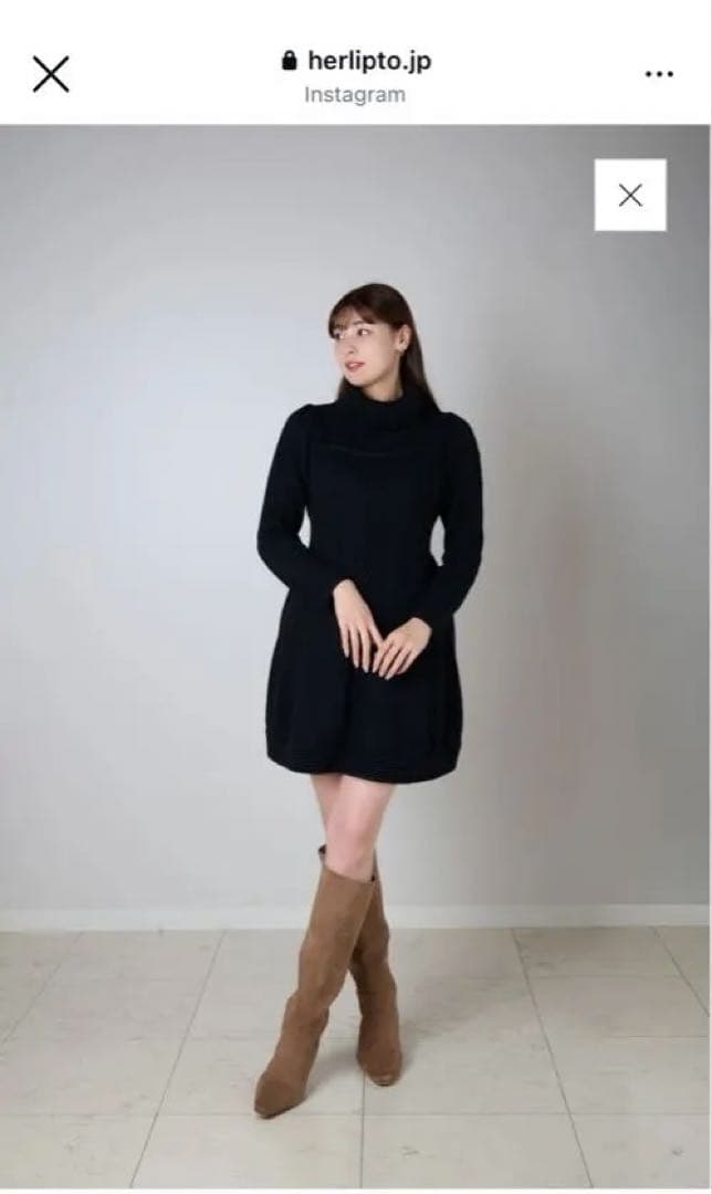 新品タグ付herlipto Clara Cable Knit Dress 黒 S