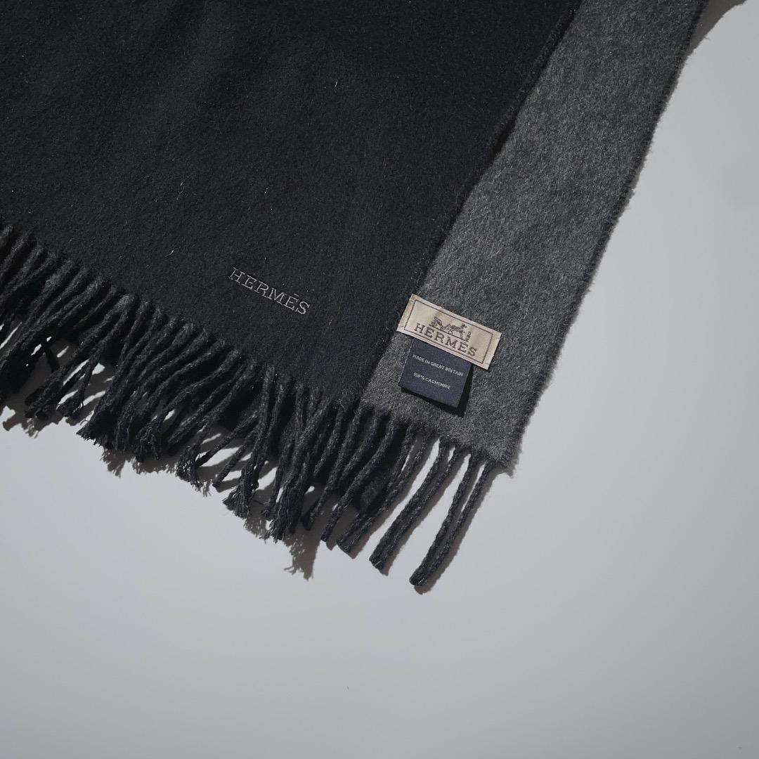 美品 HERMES カシミアリバーシブルマフラー エルメス