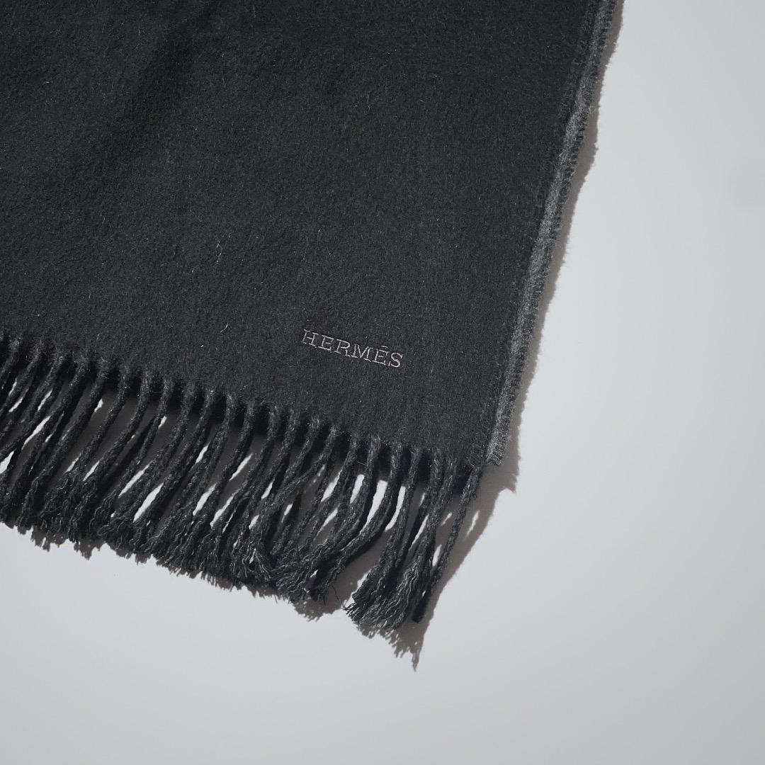 美品 HERMES カシミアリバーシブルマフラー エルメス