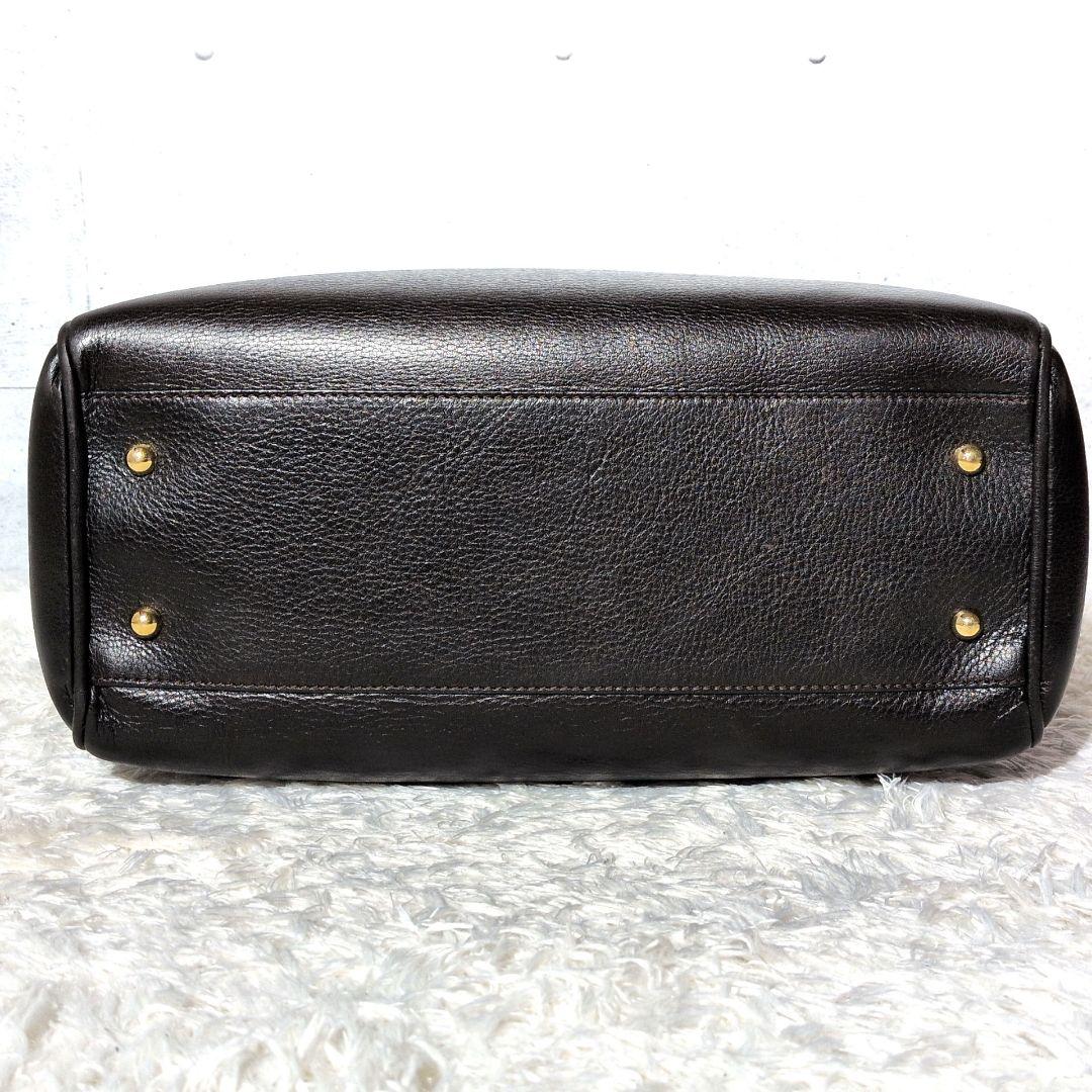 【美品 A4◎】ロエベ　ヘリテージ　トートバッグ　ビッグロゴ　ビジネス　シボ革