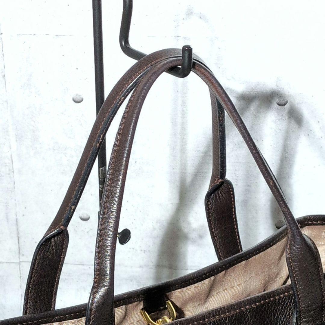 【美品 A4◎】ロエベ　ヘリテージ　トートバッグ　ビッグロゴ　ビジネス　シボ革