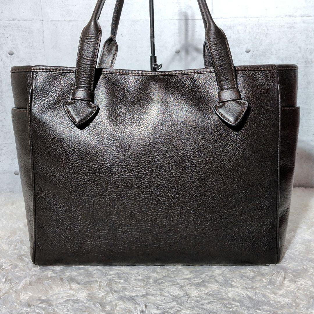 【美品 A4◎】ロエベ　ヘリテージ　トートバッグ　ビッグロゴ　ビジネス　シボ革