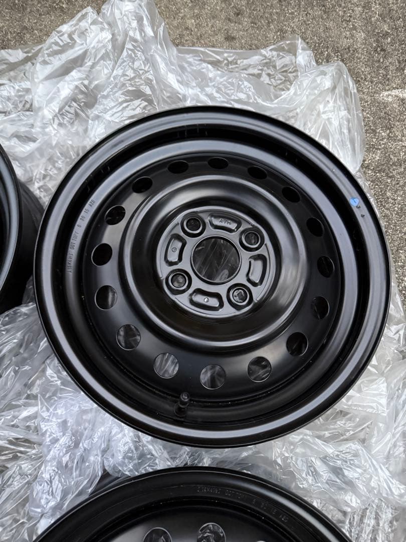 新車外し スズキ14インチ ブラック 鉄 スチールホイール 4本セット 軽自動車