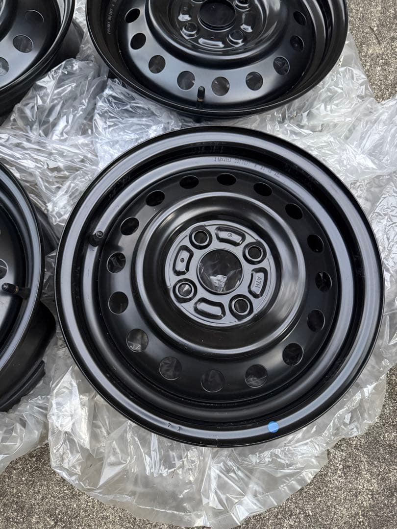 新車外し スズキ14インチ ブラック 鉄 スチールホイール 4本セット 軽自動車