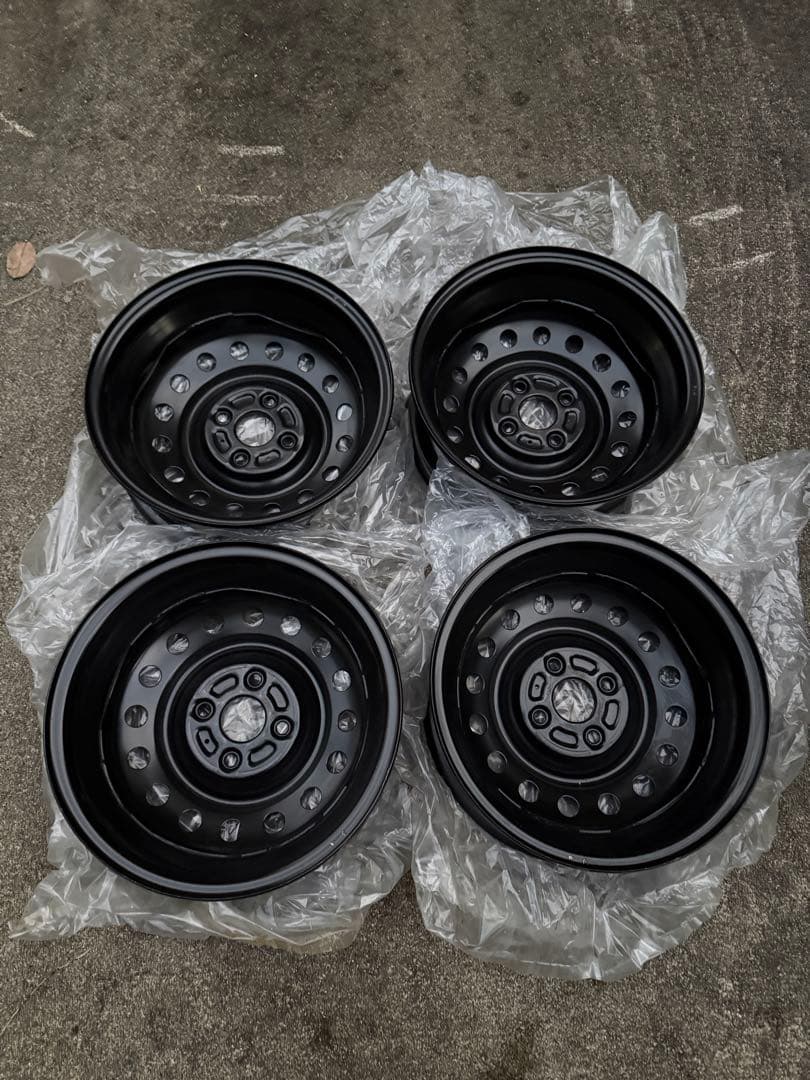 新車外し スズキ14インチ ブラック 鉄 スチールホイール 4本セット 軽自動車