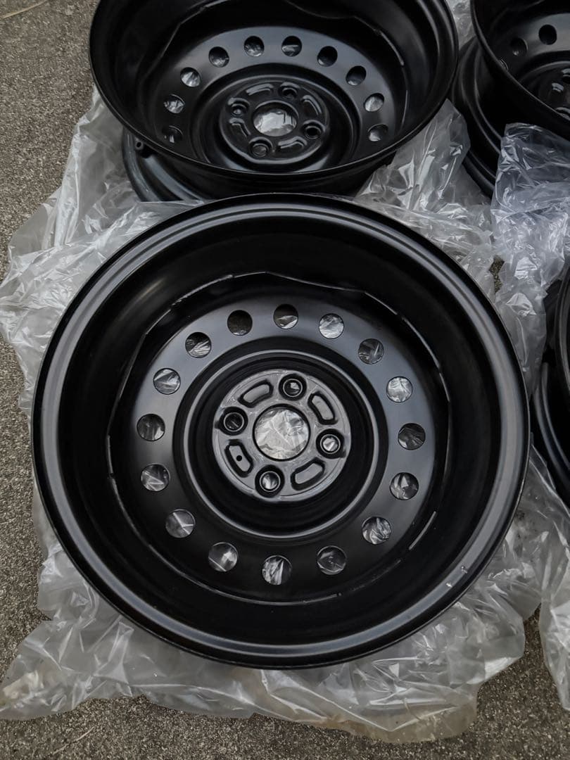 新車外し スズキ14インチ ブラック 鉄 スチールホイール 4本セット 軽自動車