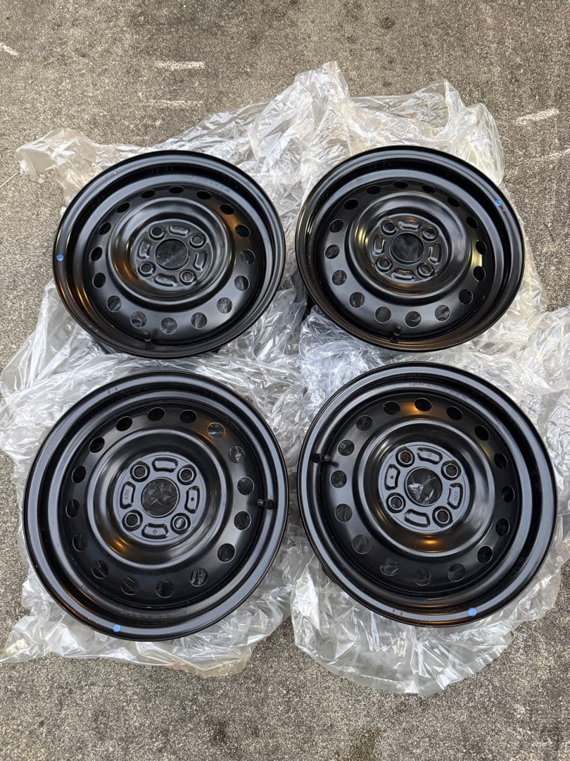新車外し スズキ14インチ ブラック 鉄 スチールホイール 4本セット 軽自動車