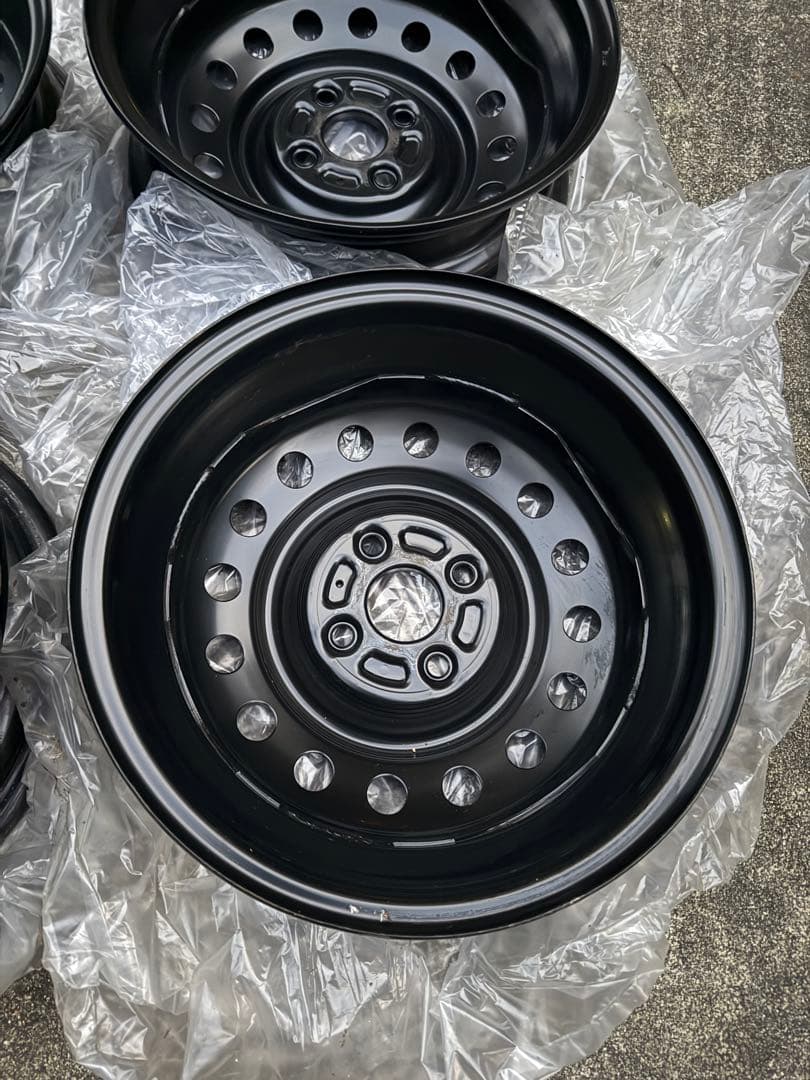新車外し スズキ14インチ ブラック 鉄 スチールホイール 4本セット 軽自動車
