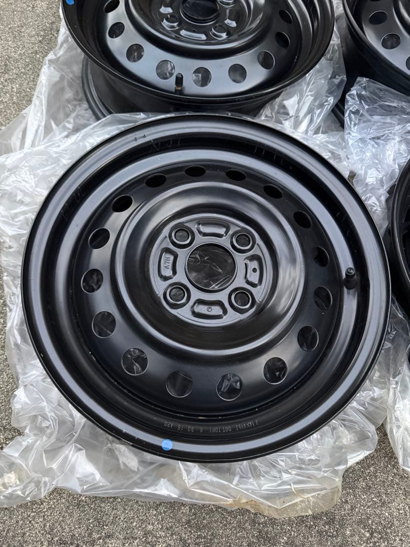 新車外し スズキ14インチ ブラック 鉄 スチールホイール 4本セット 軽自動車