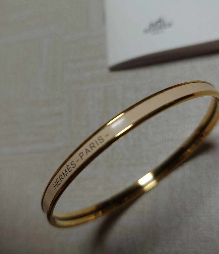 HERMES　バングル　ユニ　ゴールド　美品　70 21㌢ クリーム色？
