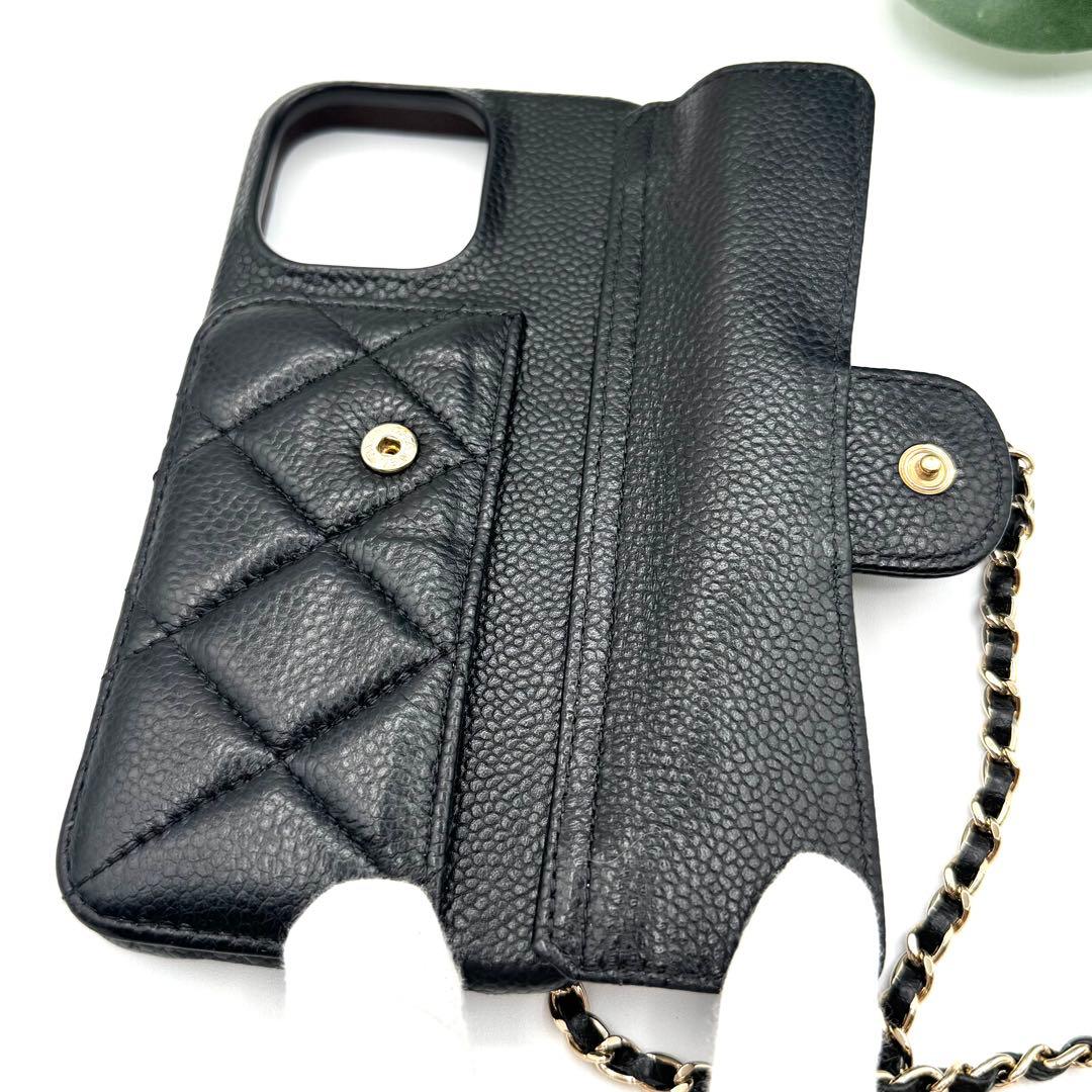 シャネル iPhone15Pro MAX キャビアスキン スマホケース 0952