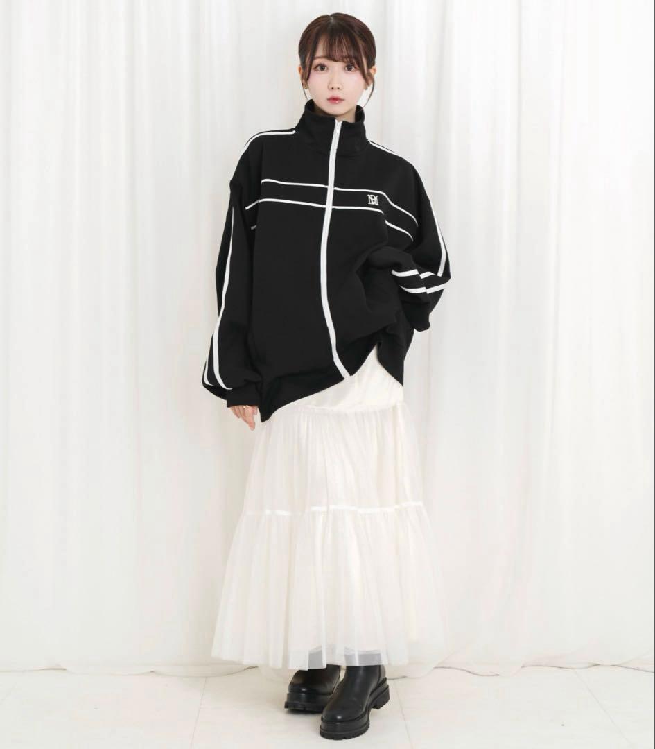 【美品】Rosé Muse パイピング ジャージー アウター FREE 黒×白