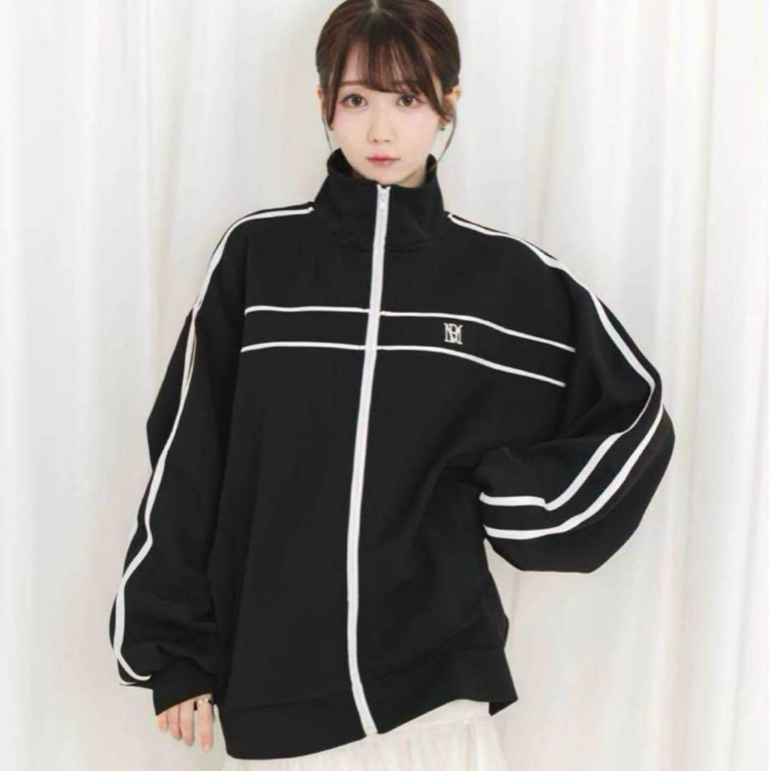 【美品】Rosé Muse パイピング ジャージー アウター FREE 黒×白