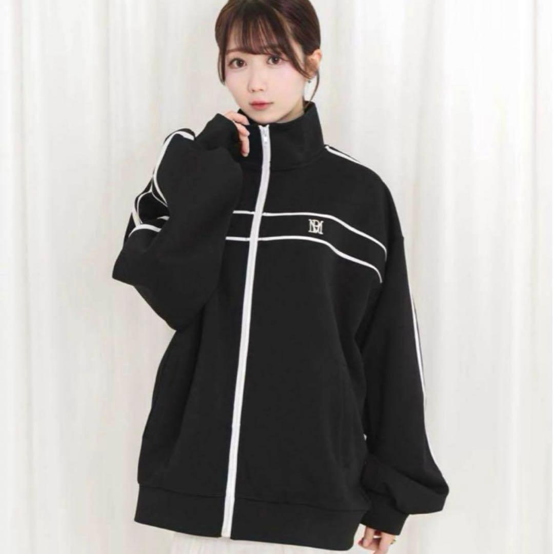 【美品】Rosé Muse パイピング ジャージー アウター FREE 黒×白