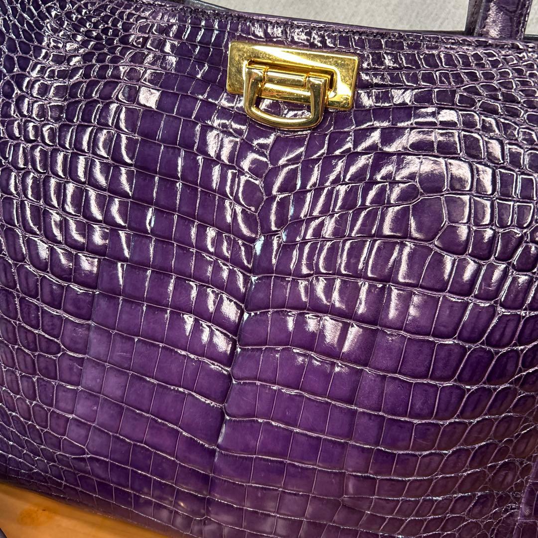 パープル クロコダイル　バッグ