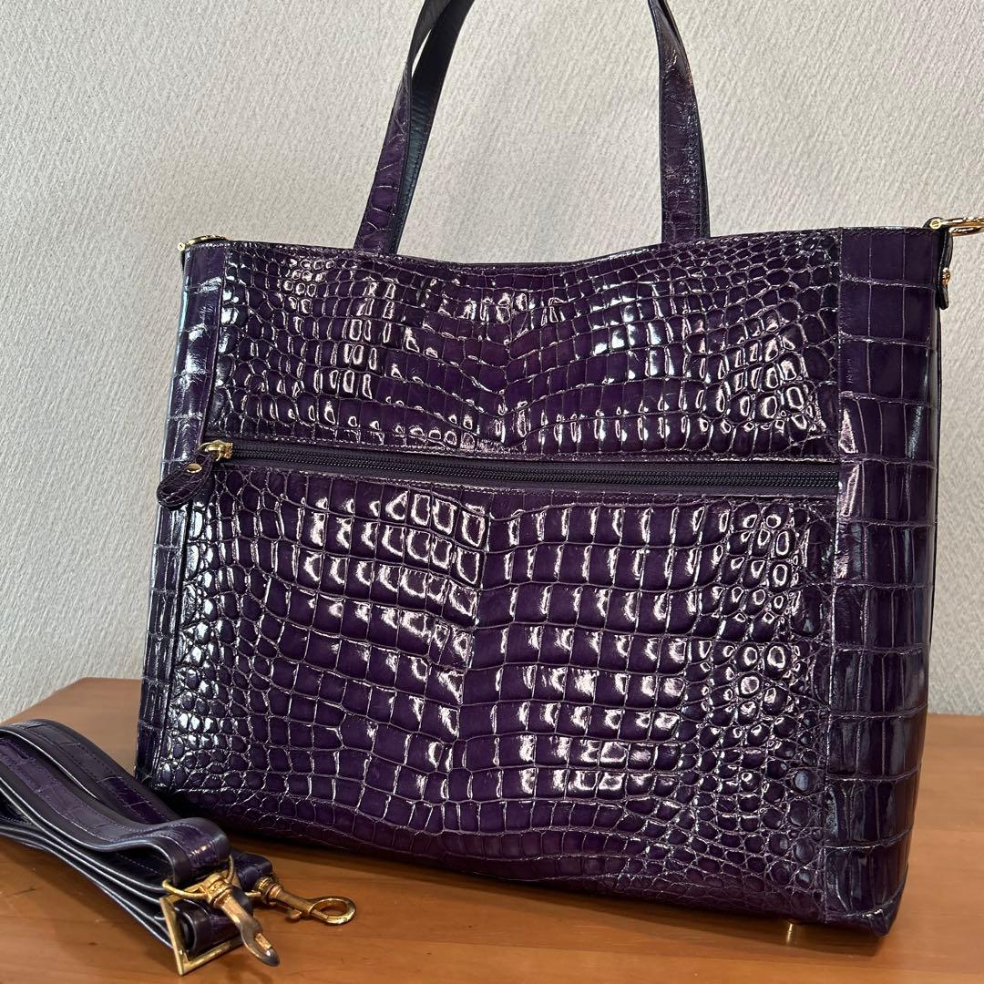 パープル クロコダイル　バッグ
