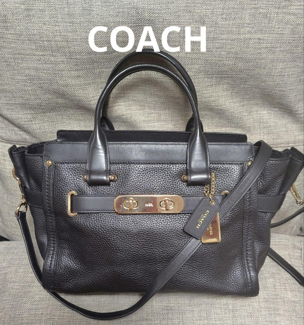 COACH スワッガー ショルダーバッグ ハンドバッグ コーチ ブラック