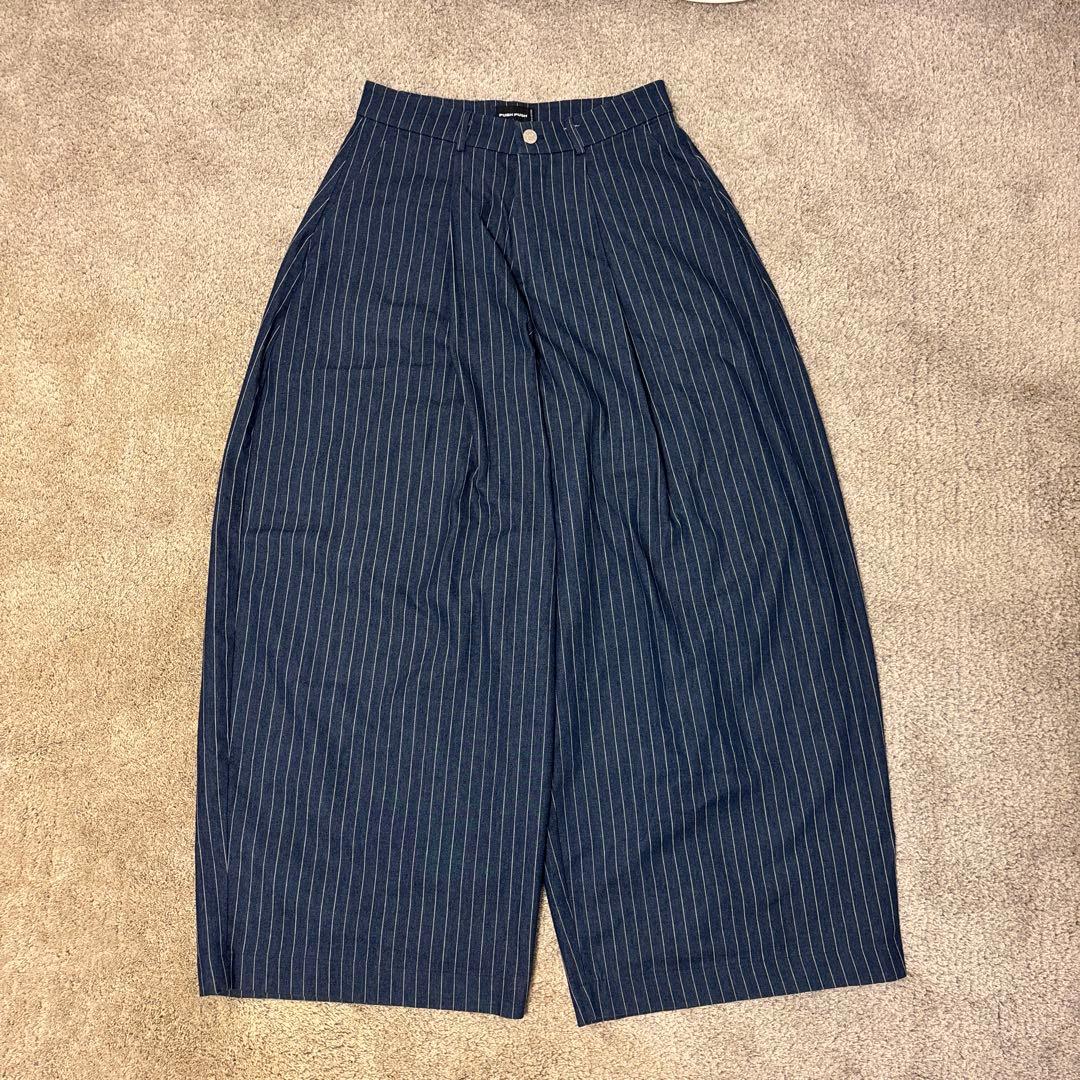 PUSHPUSHストライプワイドスラックス