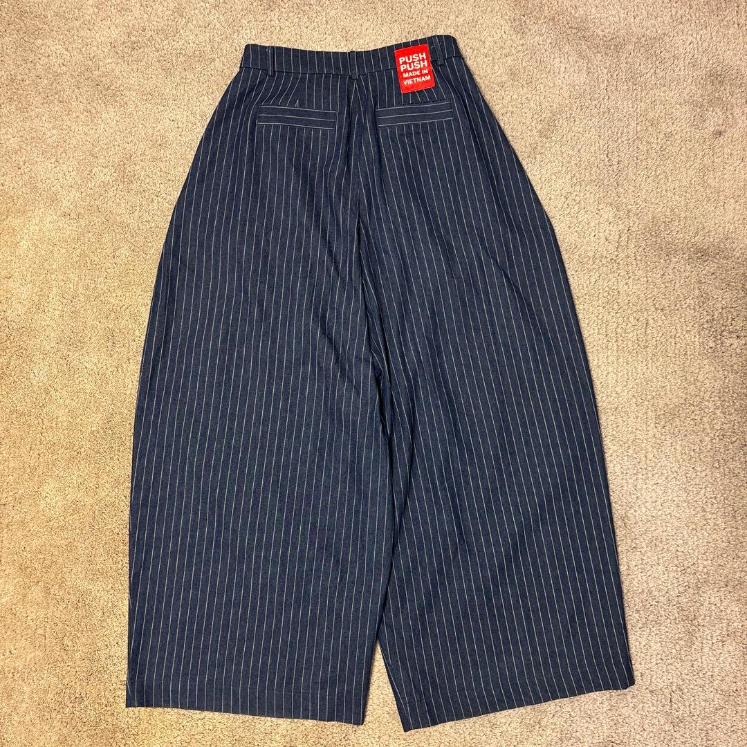 PUSHPUSHストライプワイドスラックス