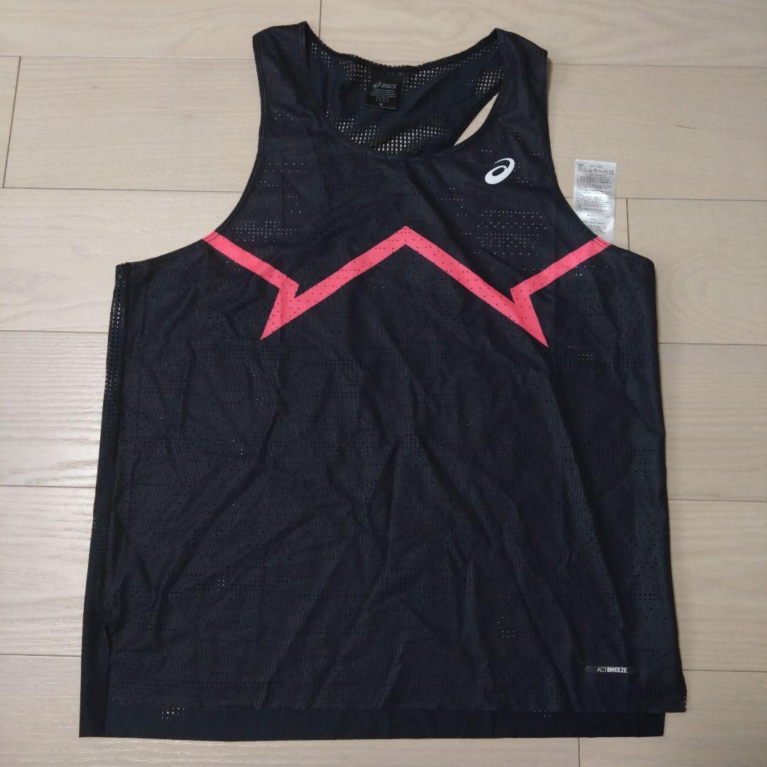 アシックス　シングレット 黒　赤 海外サイズM L