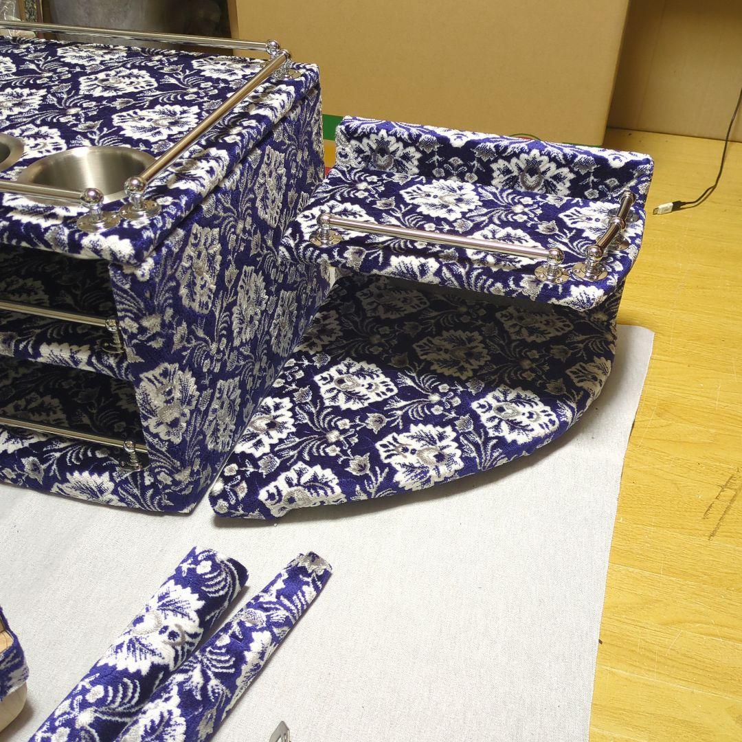 【桃か剣】コンソールBOX棚3点セット【新格子濃紺】