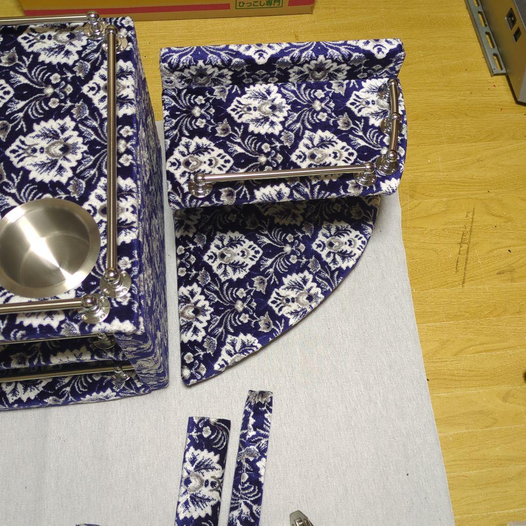 【桃か剣】コンソールBOX棚3点セット【新格子濃紺】