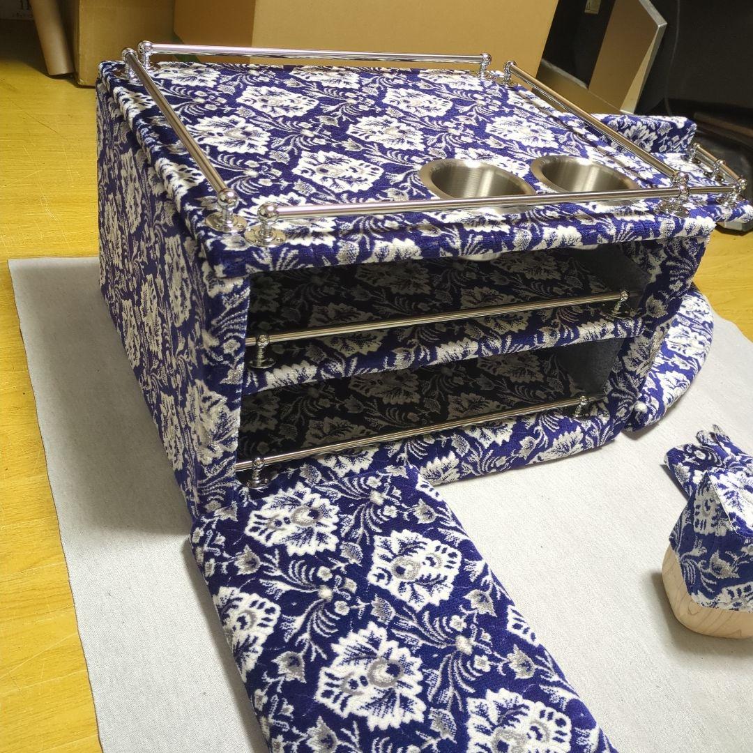 【桃か剣】コンソールBOX棚3点セット【新格子濃紺】