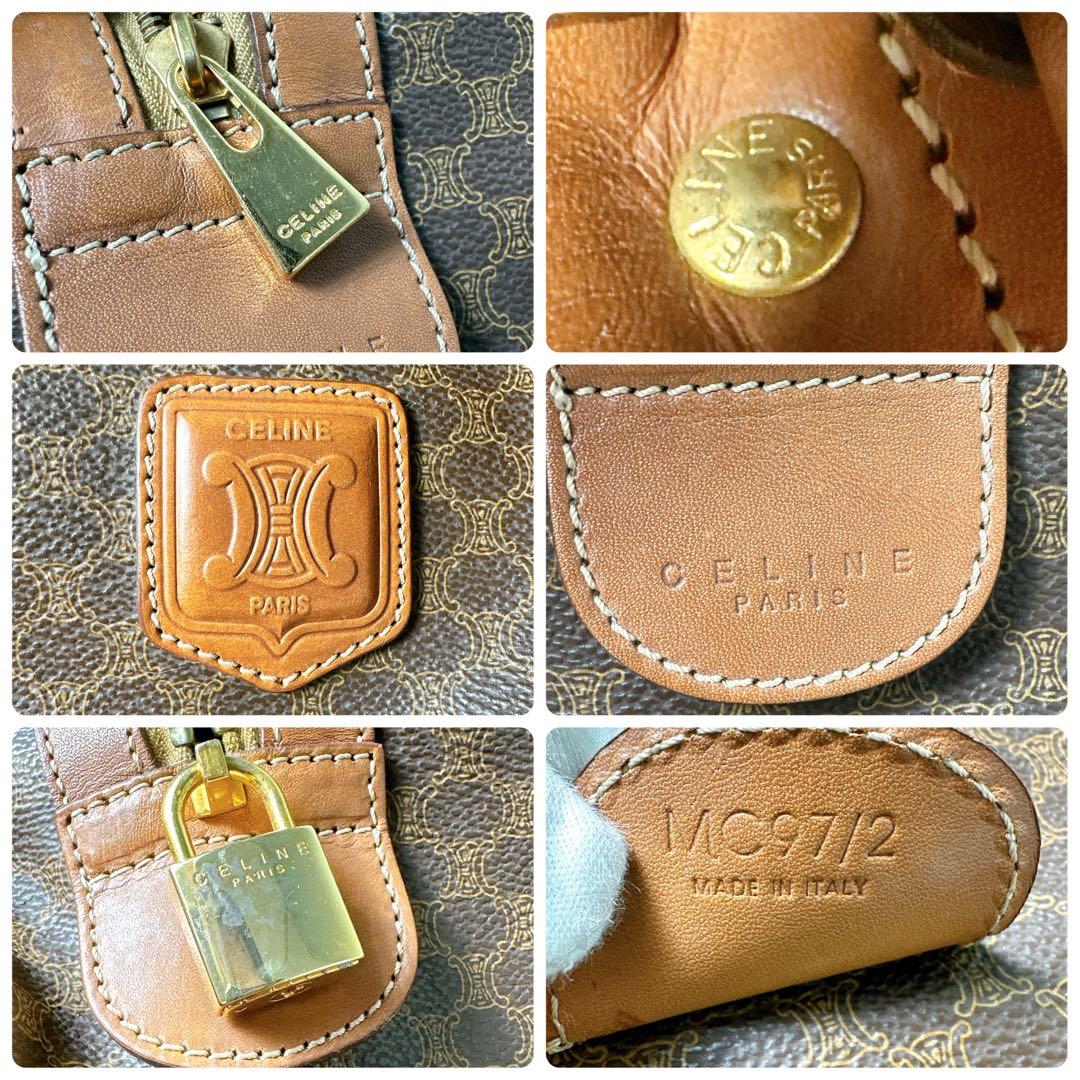 美品✨セリーヌ ボストンバック 大容量 マカダム柄 トリオンフ 鍵付 ネームタグ