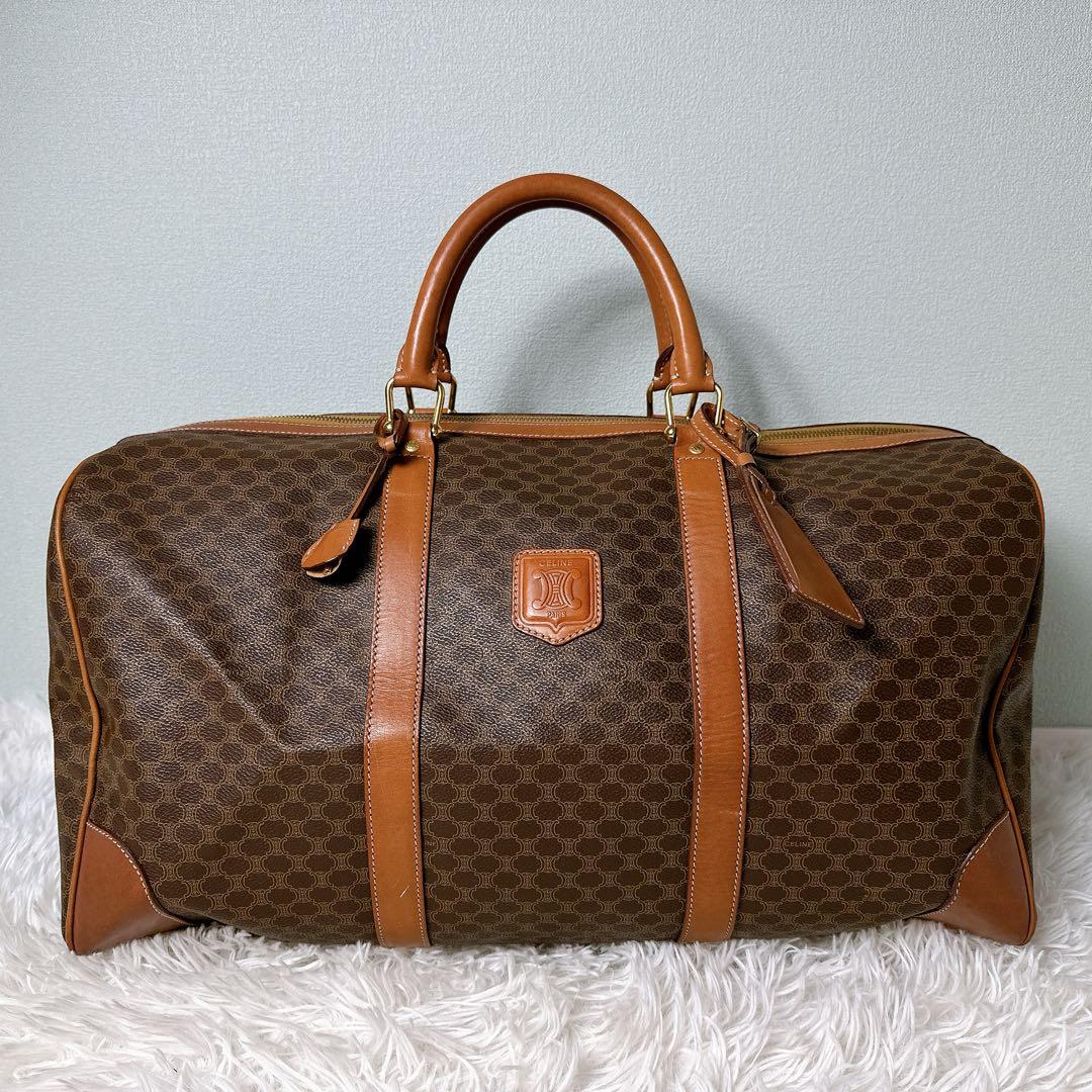 美品✨セリーヌ ボストンバック 大容量 マカダム柄 トリオンフ 鍵付 ネームタグ