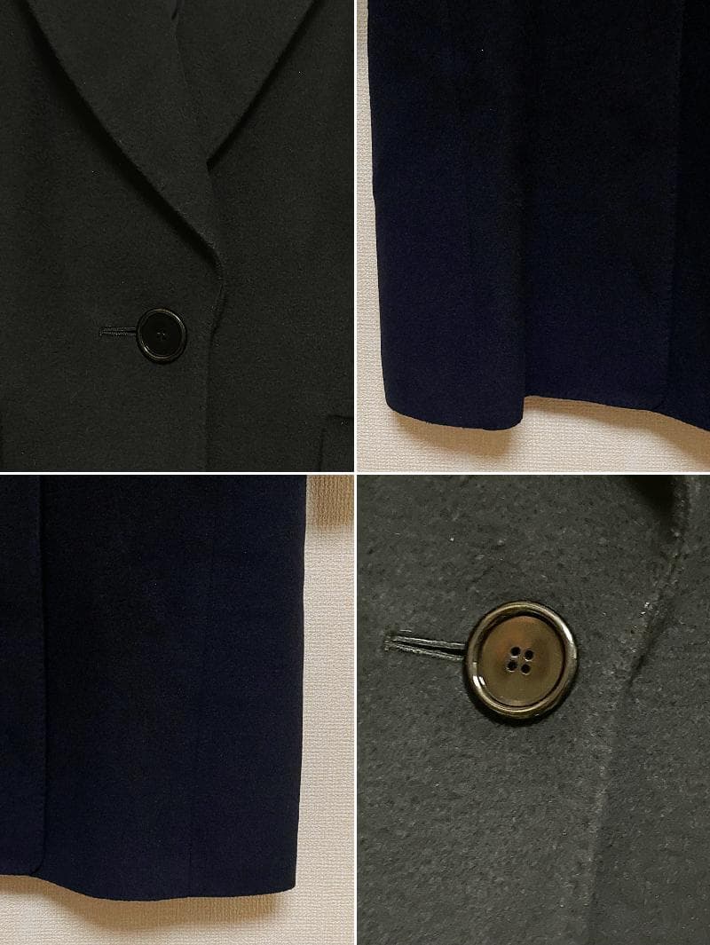 7号 クリスチャンディオール カシミヤ混 チェスターコート ブラック ネイビー