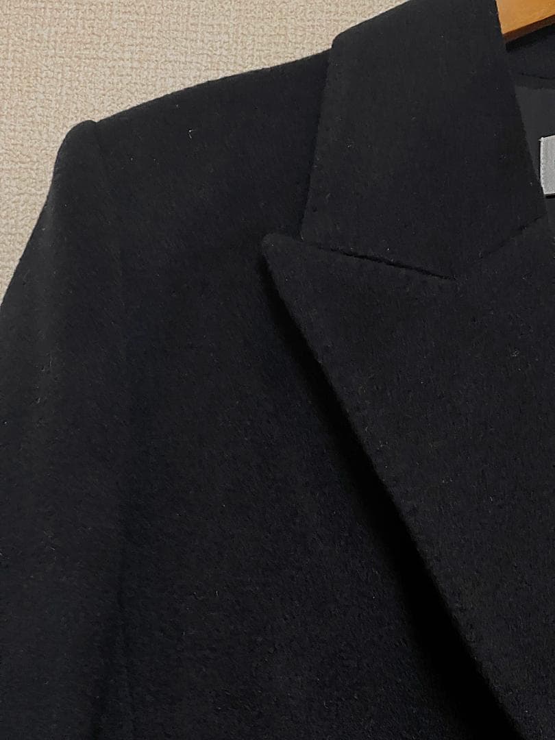 7号 クリスチャンディオール カシミヤ混 チェスターコート ブラック ネイビー