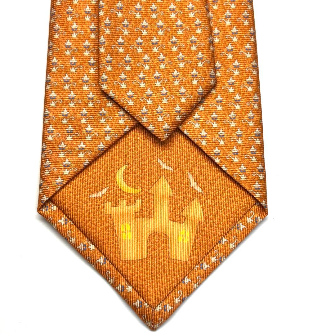 【新品タグ付き✨】ブルガリ ネクタイ オレンジ セッテピエゲ 肉厚 ハロウィン