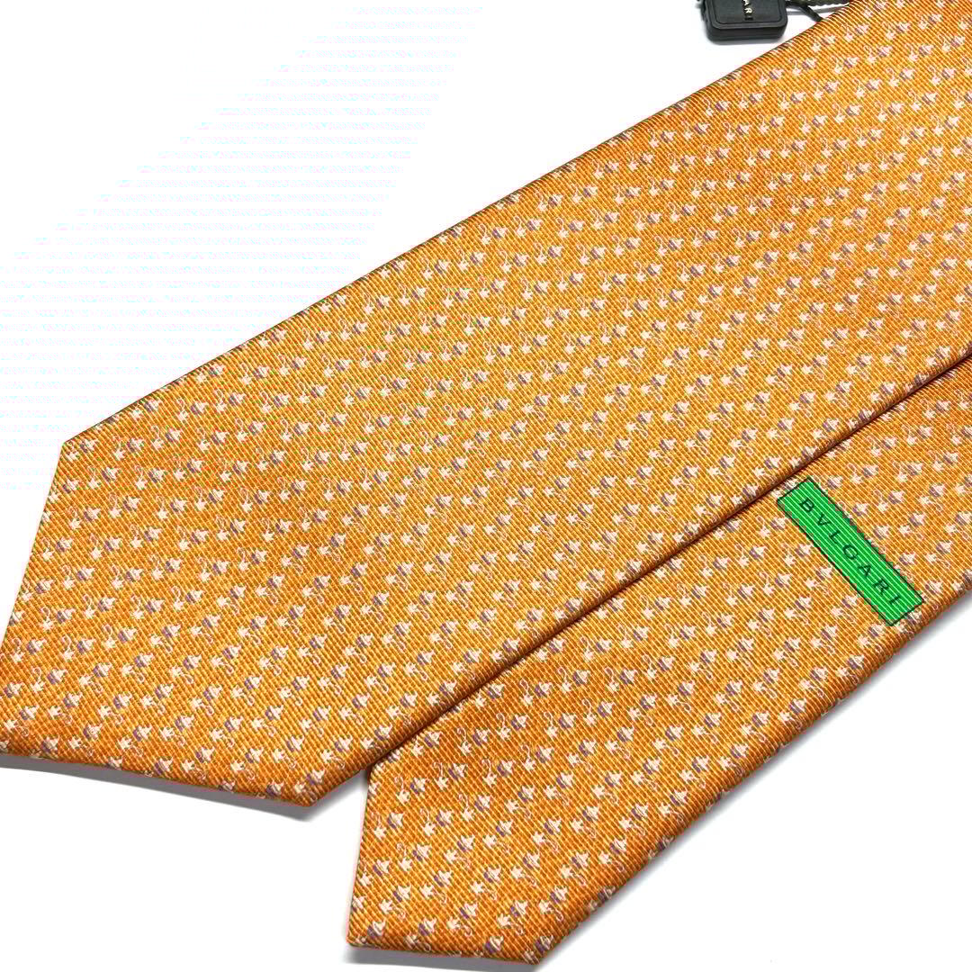 【新品タグ付き✨】ブルガリ ネクタイ オレンジ セッテピエゲ 肉厚 ハロウィン