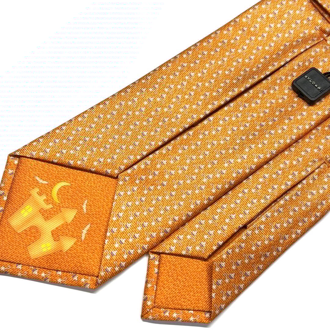 【新品タグ付き✨】ブルガリ ネクタイ オレンジ セッテピエゲ 肉厚 ハロウィン