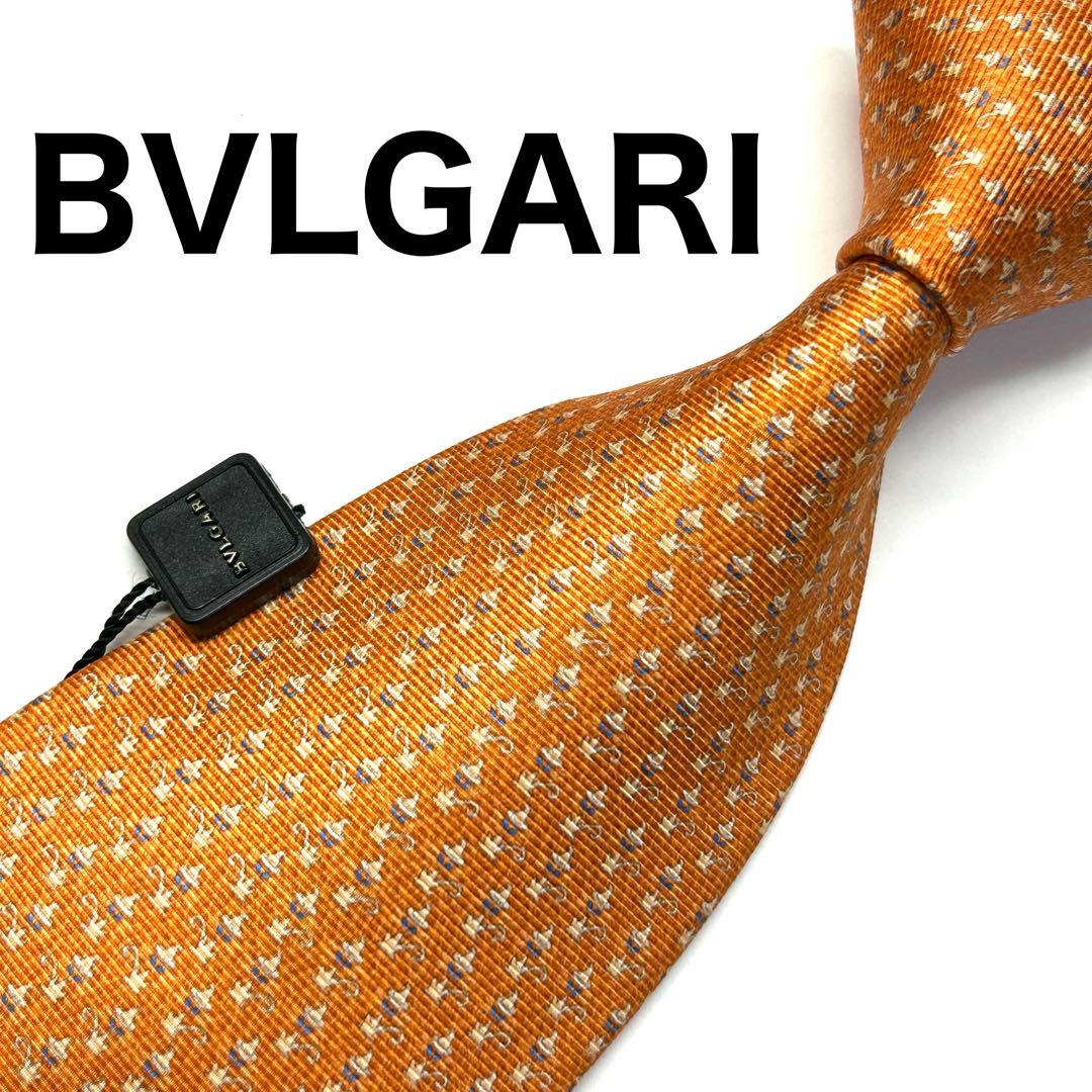 【新品タグ付き✨】ブルガリ ネクタイ オレンジ セッテピエゲ 肉厚 ハロウィン