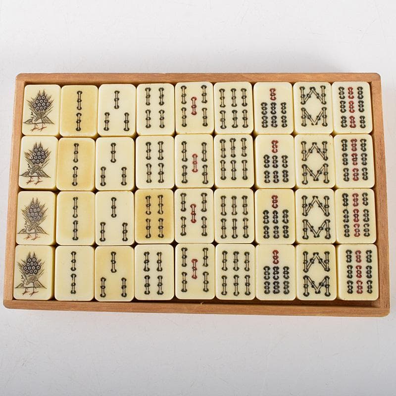 eyeknow74 　竹嵌　練物牌　背竹牌　麻雀牌　木箱付　V　6552