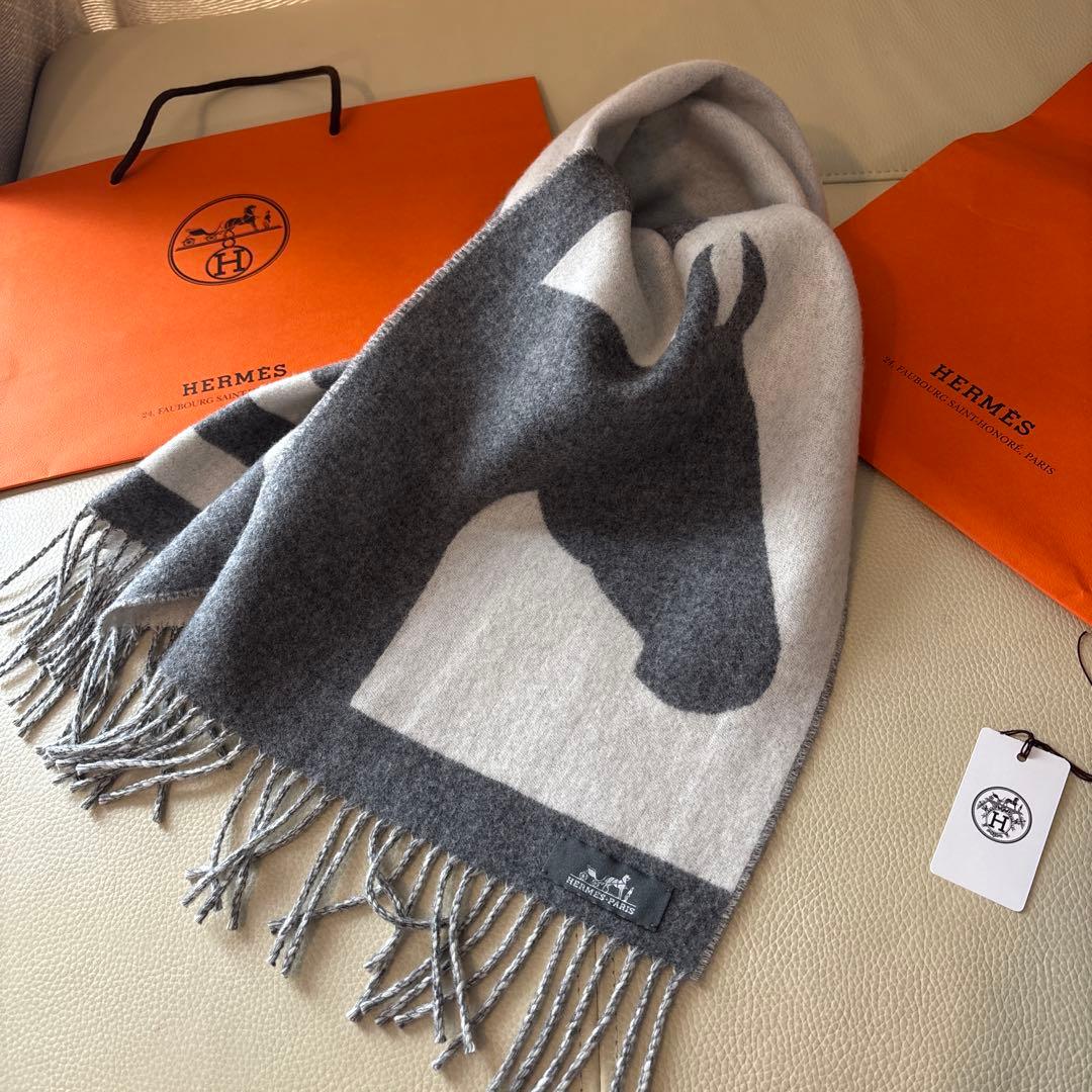 エルメス♡ラブストーリー♡マフラー♡美品♡グレー