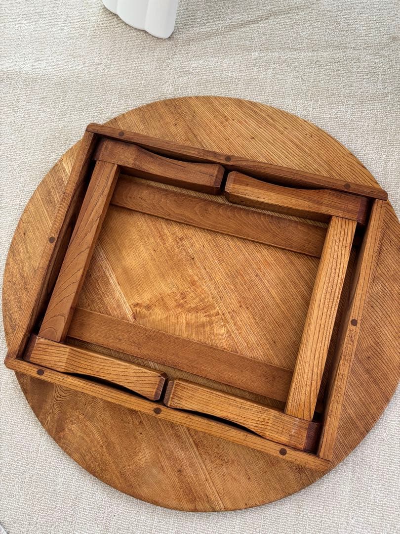 古いちゃぶ台　円形木製座卓